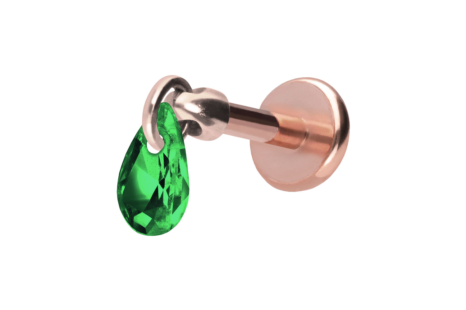 Titan Labret Piercing mit Push Fit KRISTALLTROPFEN